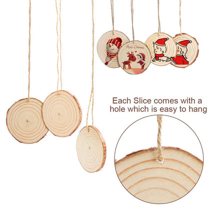 OurWarm 50pcs Natural Wood Slices, Unfinished Wood Circles for Crafts Centerpieces, 2.0-2.5 Inches Predrilled Wood Craft Kit for Arts and DIY Christmas Tree Ornaments