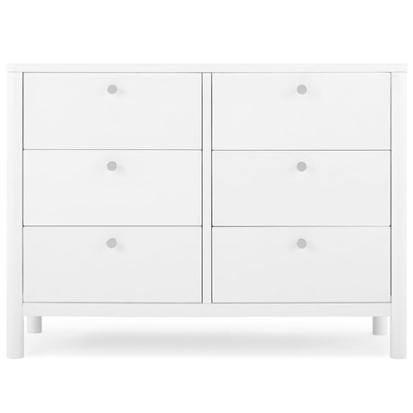 Delta Children Brooks 6 Drawer Dresser with Interlocking Drawers (Includes 3 Sets of Knobs – Choose from Natural, Brushed Nickel & Melted Bronze), Bianca White Delta Children