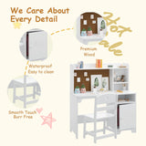 GarveeHome Kids Desk and Chair Set,Study Desk for Kids with Hutch, Storage Cabinet, Wooden Children Study Table, Student Writing Desk Computer Workstation for Kids Bedroom & Study Room,White GarveeHome