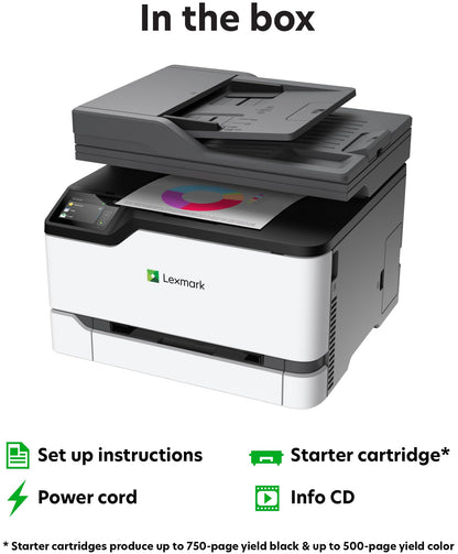 Lexmark CX331adwe Color All-in-One Laser Printer with Touchscreen, Office Scanner Copier Laser, Mobile Ready, Auto Duplex Printing & Analog Fax, Wireless, White, 26 ppm Mono/Color, 600 dpi (40N9070)