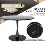 DKLGG Black 42.1" Round Tulip Dining Table for 4-6 People – Modern Mid-Century Kitchen & Coffee Table DKLGG