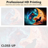 Wolf Oil Paint by Numbers Kit for Adults Yin Yang Orange Blue Animals Paint by Numbers Abstract Colorful Wolf Paint by Numbers Kits on Canvas DIY Paint by Numbers for Adults Beginner 16x20inch Rebotipy