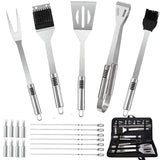 BBQ Accessories Kit - 20pcs Stainless BBQ Grill Tools Set for Smoker Camping Barbecue Grilling Tools BBQ Utensil Set Outdoor Cooking Tool Set with Canvas Bag Gift for Thanksgiving Day, Christmas Cooking Coll