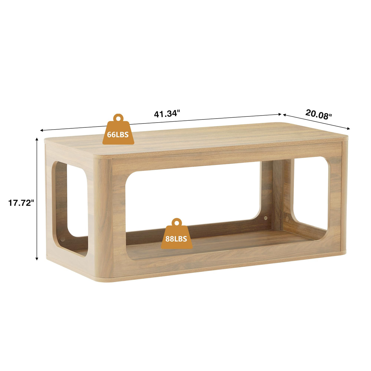 YUCHIATH Coffee Table for Living Room, Farmhouse Coffee Table with 2-Tier Storage, Accent Wood Coffee Table for Living Room (Natural) YUCHIATH