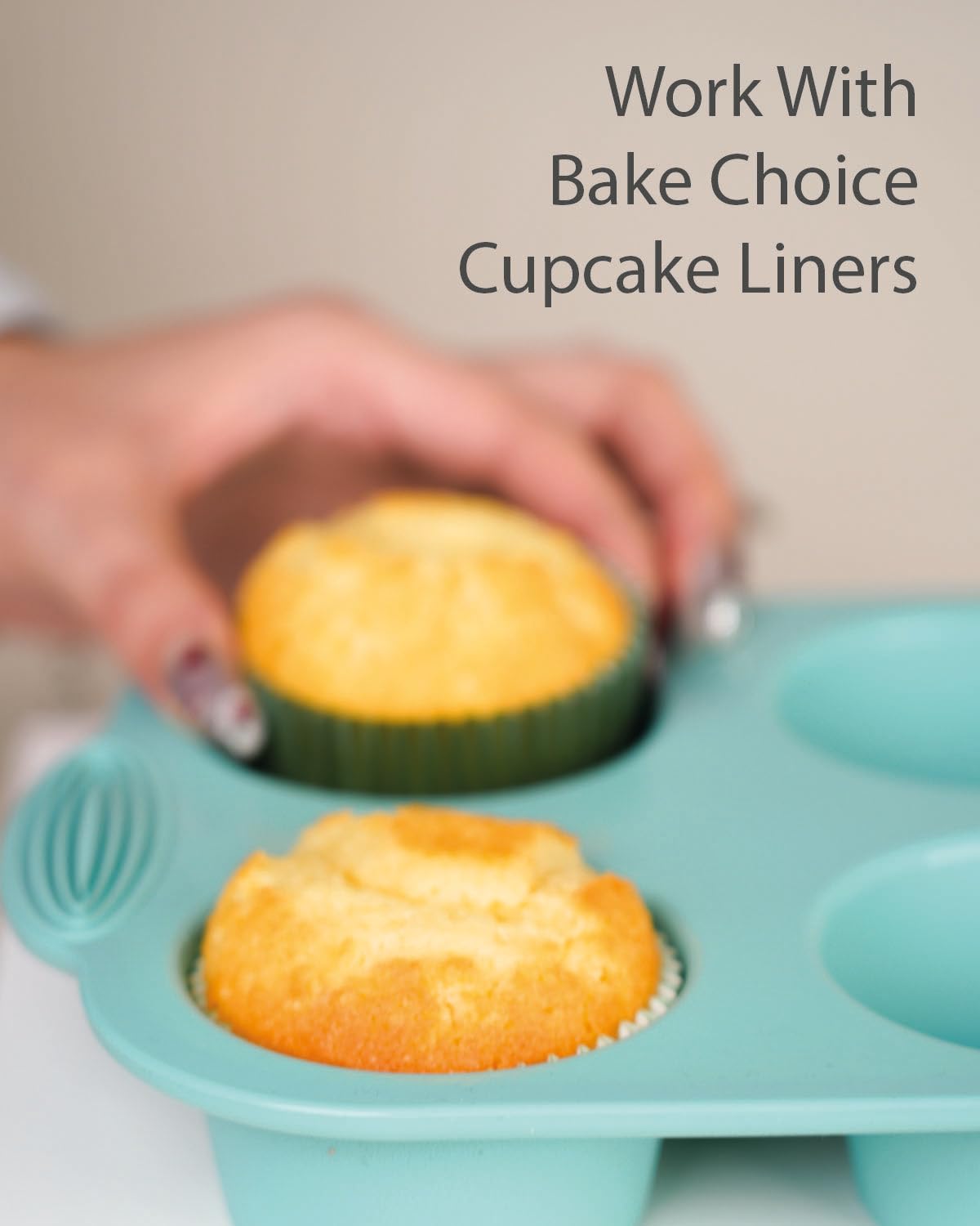 Bake Choice Silicon Muffin Pan-3-pack includes 100 Natural Cupcake Liners, 6-cavity Regular Size, BPA Free, Egg Bite & Muffin Molds for Baking Bake Choice