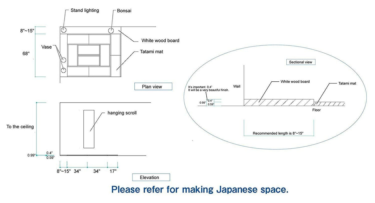 HUAWELL Japanese Traditional Interior Igusa Unit Tatami 1 Inch Thickness (Light Yellow, 80cm*80cm) HUAWELL