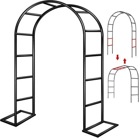 Garden Arch Trellis for Climbing Plants Outdoor Wedding Arches for Ceremony Black Metal Garden Arbor Indoor Garden Arches for Party Decoration 7.9ft Wide X 6.4ft High (Black Garden Arch) ZANGEROI