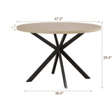 ChooChoo 47.2 Inch Round Dining Table for 4, Farmhouse Wood Kitchen Table, Circle Dinner Table for Kitchen & Dining Room, Natural Oak ChooChoo