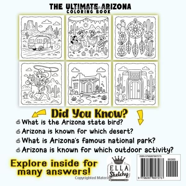 The Ultimate Arizona Coloring Book: Fun Facts & Educational Coloring Pages about Arizona's Wildlife, Landmarks & Culture – A Fun Learning Adventure for Ages 5-10 Majosta