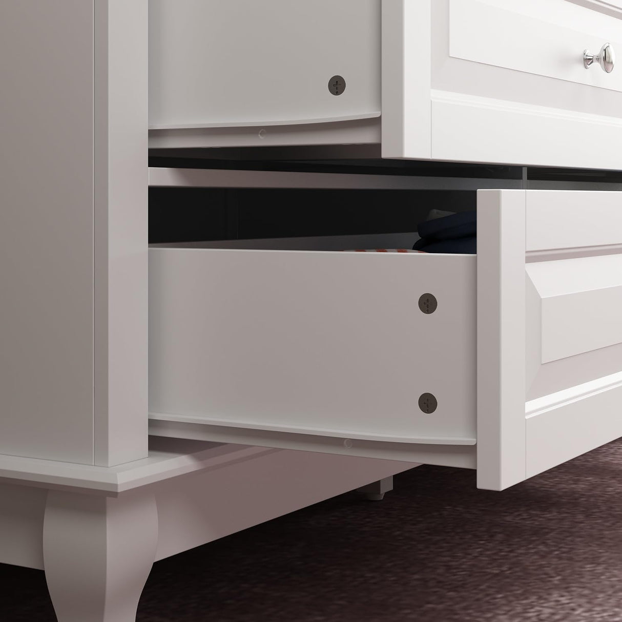 ECACAD Tall 9 Drawer Double Dresser with Carved Drawer Fronts & Solid Legs, 55.1" L White Modern Wood Storage Chest of Drawers for Bedroom, Living ECACAD