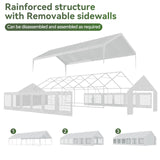 Aoxun 20x40 Party Tent Canopy for Weddings Waterproof Event Tent with Removable Sidewalls &Roll-up Door, Heavy-Duty Steel Frame for Outdoor Weddings, BBQ, Birthday Parties, & Camping,White Aoxun
