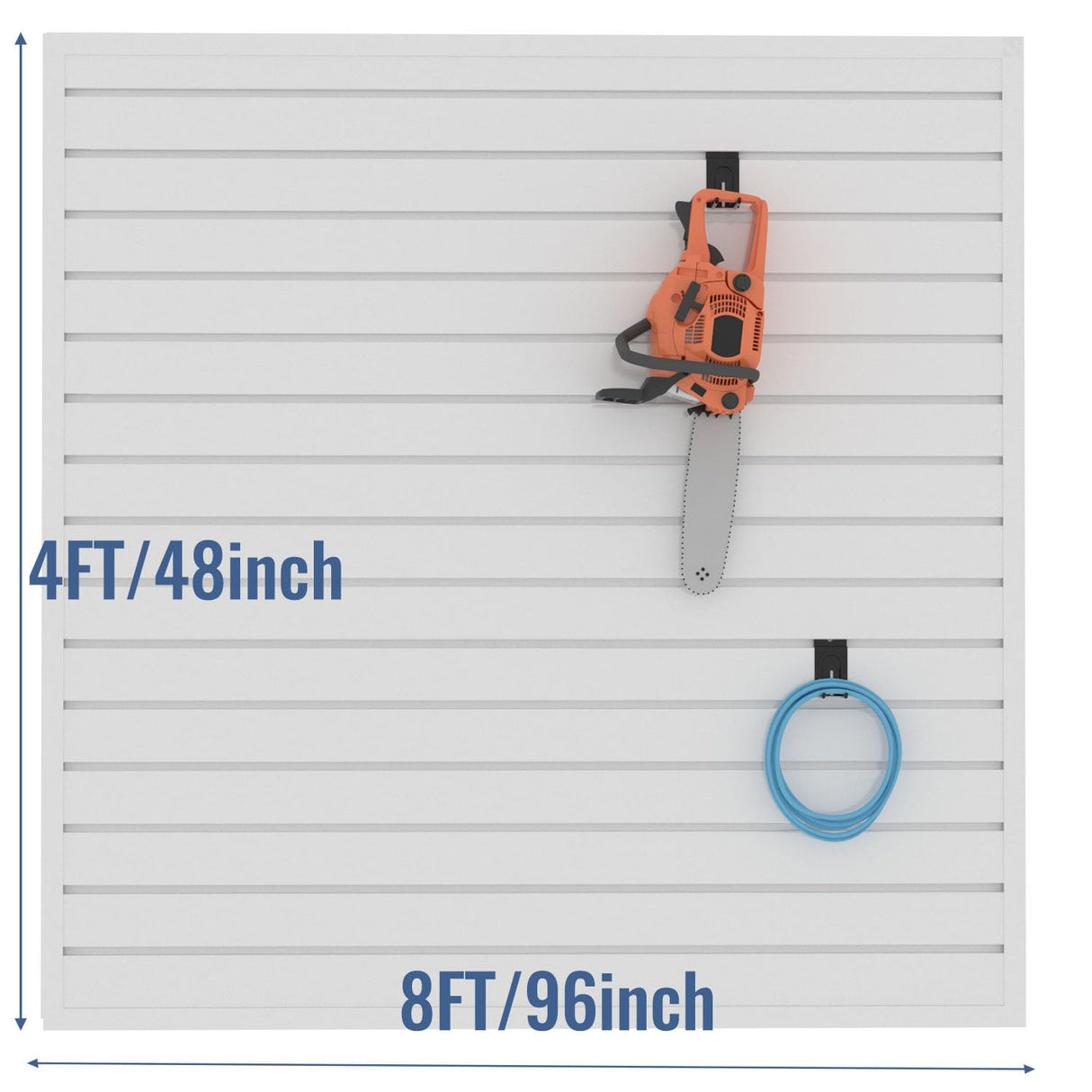 BRITINE Slatwall Panel Garage Organizer PVC Slatwall Heavy Duty Wall Mounted Rack, Interlocking Slat Wall Panels for Tool Organization Peg Board(White 4 x 4 ft) BRITINE