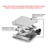stonylab 6 x 6 inch Lab Scissors Jack, 150 x 150mm Stainless Steel Laboratory Support Jack Platform Lab Lift Stand Table, Expandable Lift Height Range from 75mm to 260mm, Support Weight 10KG stonylab