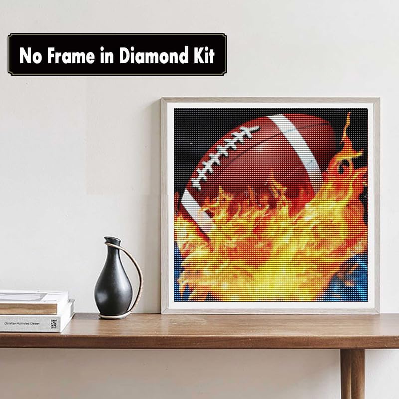 Zariocy 5D Diamond Art Kits for Adults Rugby Football, DIY Paint with Diamond Art Round Full Drill Crystal Diamond Paintings Arts Craft for Home Office Wall Decor 12x12 inch Zariocy