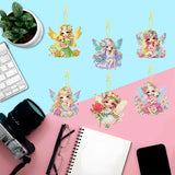 Masendp 8 Pieces 5D DIY Diamond Art Painting Keyring, Angel Fairy Double Sided Diamond Keychain, Mosaic Paste Painting Keychain, Diamond Art Pendant Jewelry Wallet Bag Decoration Masendp