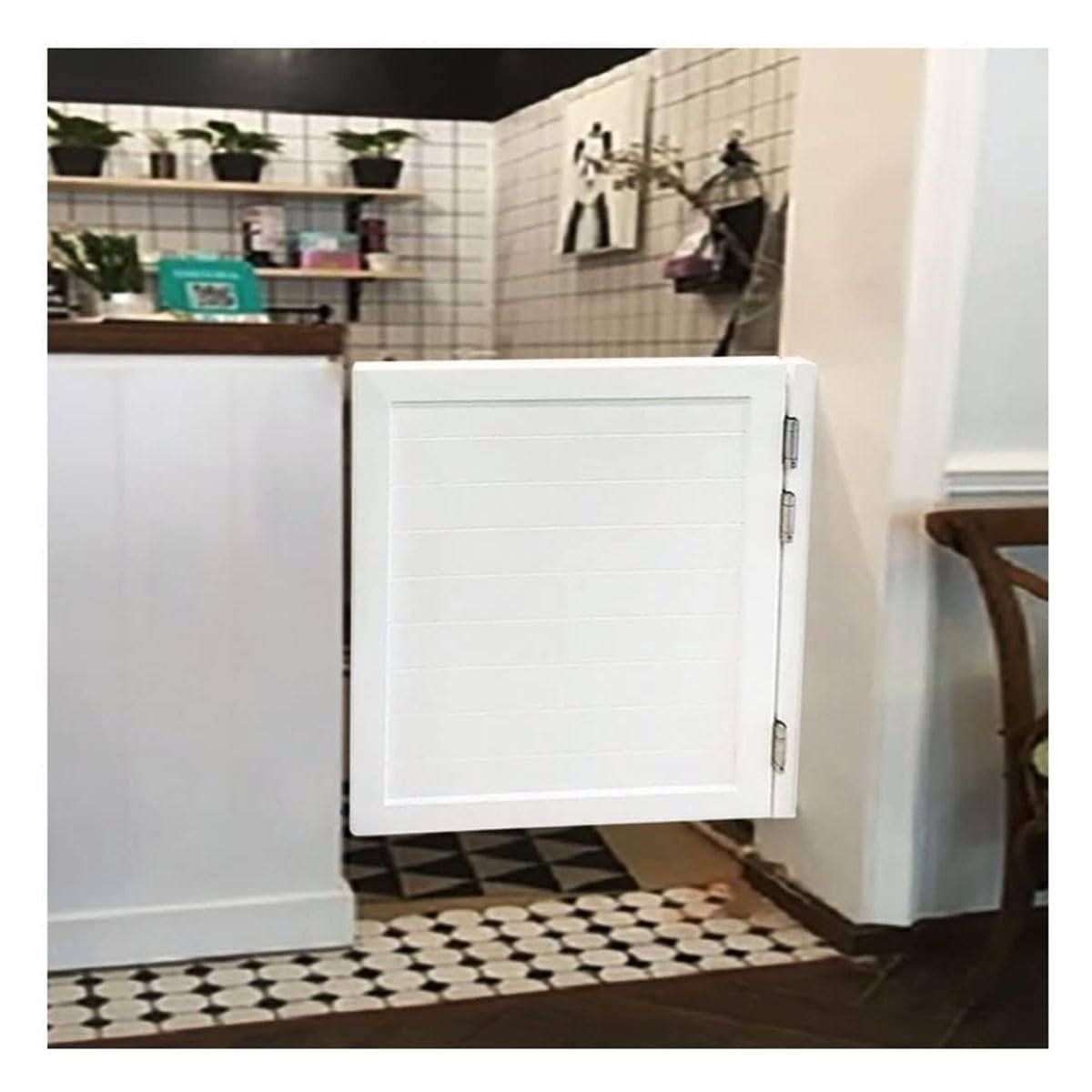 Cafe Door Swinging Door Pine Wood Saloon Door Half Door for Kitchen Partition Doorways Bar, 35.4" x 35.4" Single Dutch Door Includes Hinges, White Painted Finished Pengfei