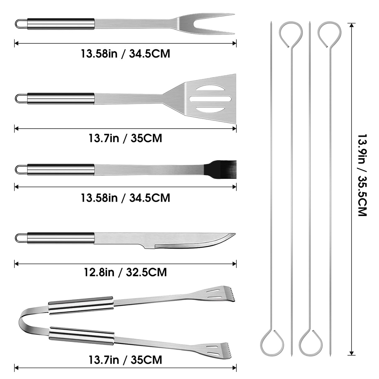 BBQ Utensil Set Stainless Steel Professional Barbecue Accessories Grill Tool with Bag Easy to Carry penobon