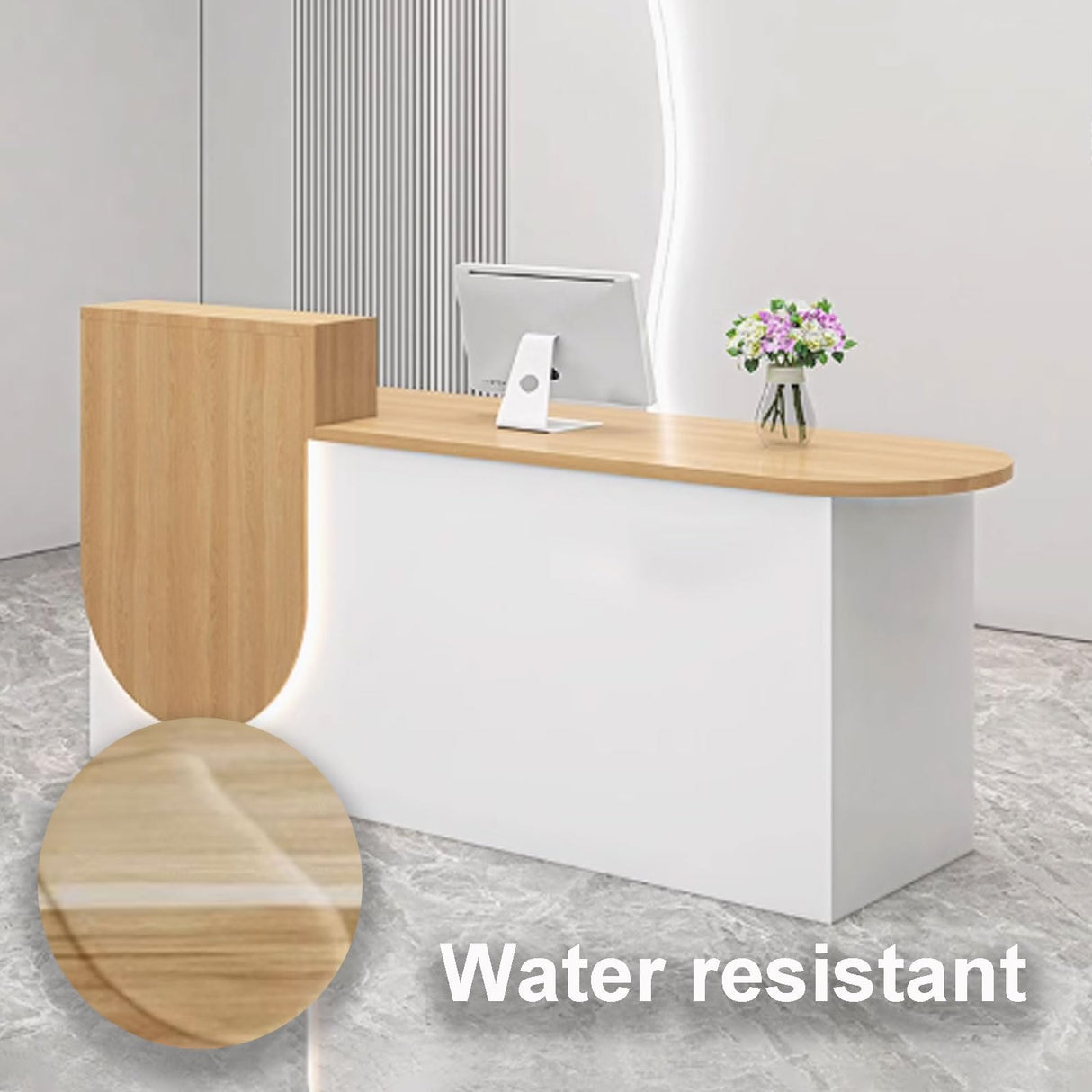 GUQASDV Reception Desk with Counter, Modern Reception Standing Counter, Front Desk Reception Counter, Office Counter Table with Soft Lighting for Clothing Stores, Restaurants(Beige,1.1m) GUQASDV