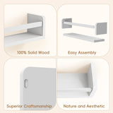 Lizgaho Floating Wall Nursery Book Shelves for Bedrooms Kids 16.5 Inch White Wooden Baby Book Shelf for Kids Rooms Set of 3 Nursery Shelves for Wall Mounted Toddler Bookshelf for Kids Wall Lizgaho