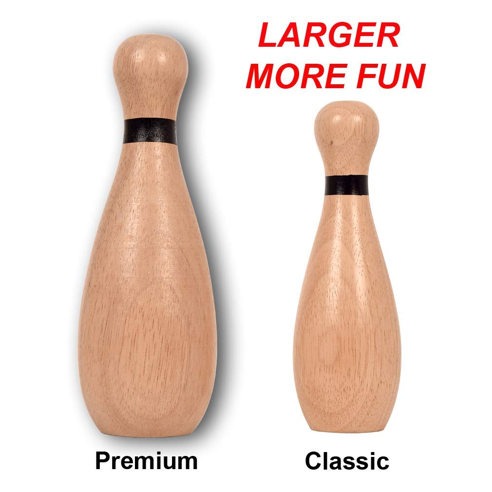 NI-ROU Outdoor Giant Lawn Bowling Games Wooden lawn Set Fun Sports Games Outside or Indoor for Family Adults and Kids Backyard Skittles Carrying Bag with 10 Pins and 2 Balls NI-ROU