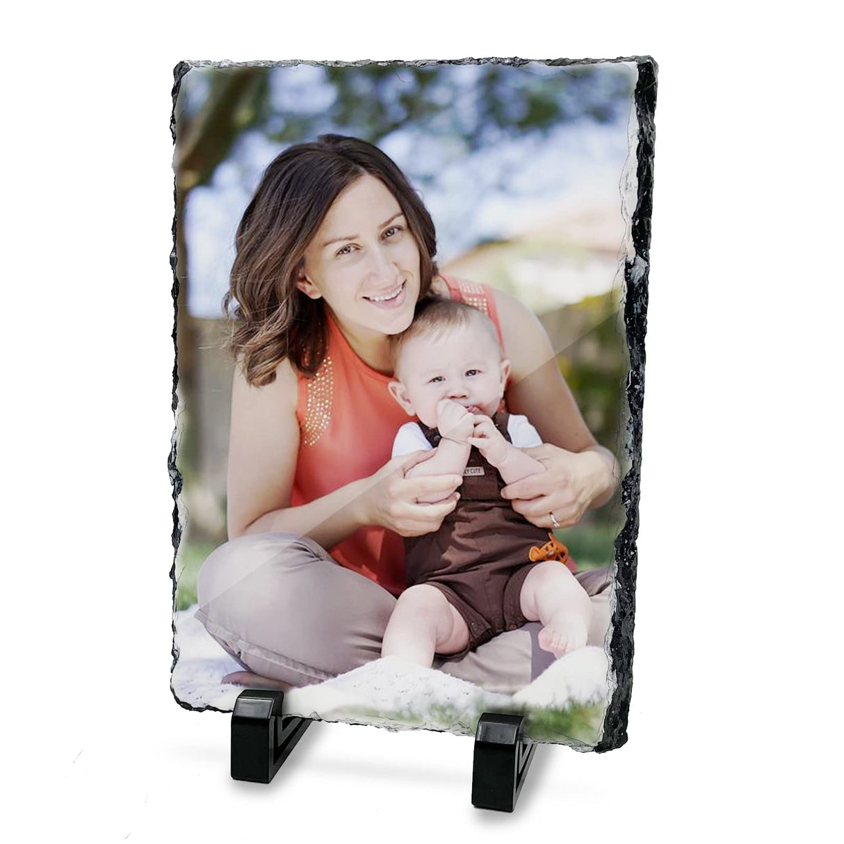 LYHLYA Sublimation Blank Slate Rock 5.9" x 7.8" Customized Memorial Frame with Display Stands Sublimation Personalized Picture Frame for Heat Transfer Printing (15x20cm Rectangle Shape) LYHLYA
