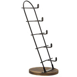 MyGift 5 Tier Black Metal Sunglasses Display Stand Rack Jewelry Organizer Holder for Sunglasses, Eyewear, Glasses with Round Burnt Wood Base MyGift