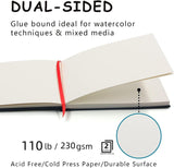 JOY SPOT! 5.5" x 8.5" Watercolor Pad, Pack of 2 (76 Sheets), 110 lb (230 GSM), Acid-Free Paper, Watercolor Book with Linen Bound for Watercolor Techniques and Mixed Media JOY SPOT!