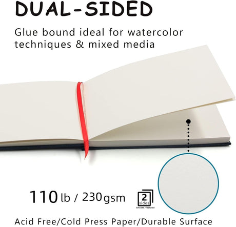 JOY SPOT! 5.5" x 8.5" Watercolor Pad, Pack of 2 (76 Sheets), 110 lb (230 GSM), Acid-Free Paper, Watercolor Book with Linen Bound for Watercolor Techniques and Mixed Media JOY SPOT!
