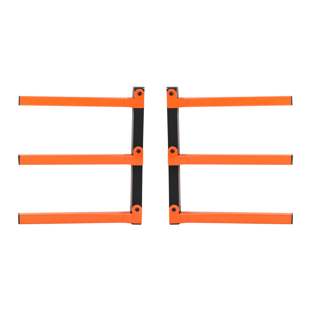 KUAFU 3-Level Indoor & Outdoor Lumber Rack Wood Storage Racks Wood Rack Organizer Use Black+Orange Steel Powder Coated (2Pcs) KUAFU