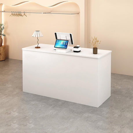 Modern Reception Desk Counter Table with Lockable Drawer Reception Room Front Desk with Storage Cabinet Retail Counter with Keyboard Tray for Salon Checkout Office(O,100cm/39.4in) BEBANE