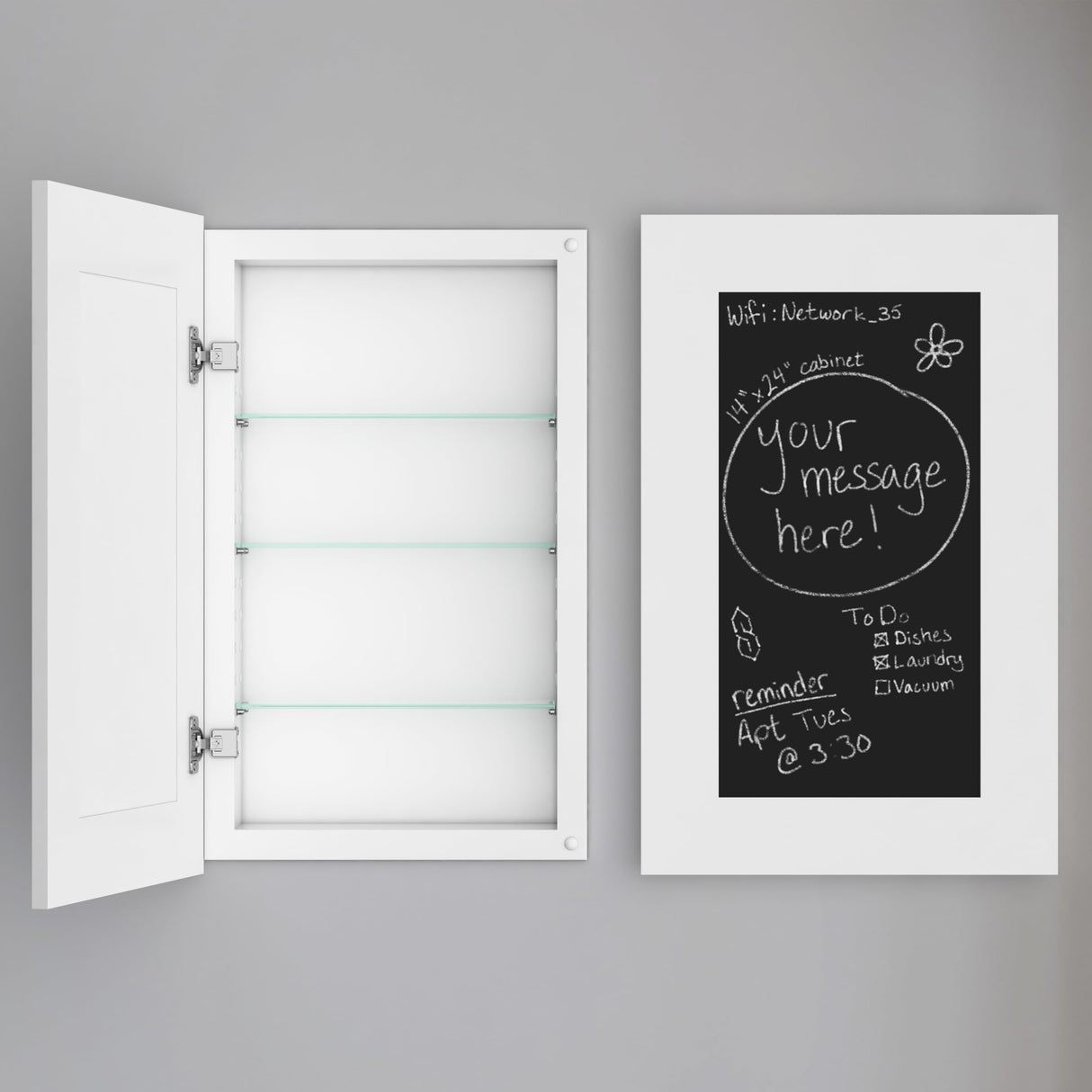 Houseables Medicine Cabinet No Mirror, Recessed, Hidden in Wall Niche, Without Mirror, Chalkboard, Concealed, Built in, Between Stud Shelf Insert, for Bathroom Storage, 14x24 Inch (17x27) Houseables