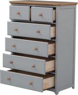 Merax 3-Piece Full Bedroom Furniture Set, Wooden Bedroom Set with Full Size Storage Platform Bed, 3- Drawer Nightstand and 6-Drawer Storage Chest (Gray+Natrual) Merax