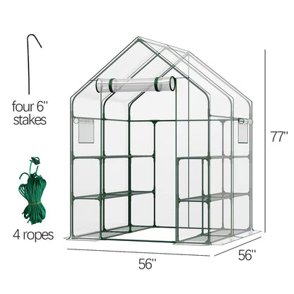 CEBOLAN Walk in Greenhouse, 56x56x77 Waterproof Green Houses for Outside, Portable Greenhouses for Outdoors with Roll-Up Zipper, Greenhouse for Indoors - 12 Shelves Walk-in(6.4x4.7x4.7FT) - WoodArtSupply