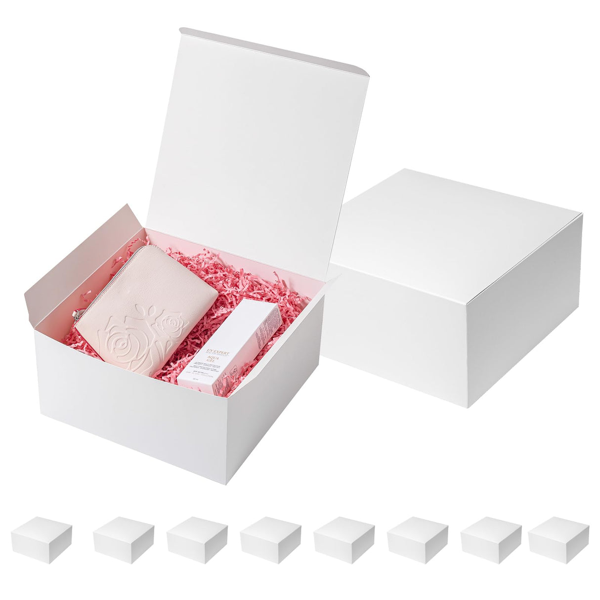Mcfleet Gift Boxes with Lids 10x10x5 Inches 10 Pack Bridesmaid Proposal White Cardboard Gift Box for Presents, Christmas, Wedding, Graduation, Holiday, Birthday Craft Present Packaging Mcfleet