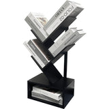 Bamboo 4 Tree Bookshelf Small Bookcase Free Standing Wood Bookcase for Narrow Space Modern Book Storage Rack for Books/Movies/CDs Narrow Display Rack for Living Room Home Office (Black, 4-Tier) Sholramo