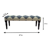 LR Home Alexei Tan/Black Upholstered Bench for Bedroom End of Bed | Farmhouse Checkered Accent Bench for Living Room, Bedroom, or Entryway Seating | Long Rectangle Sitting Bench | 47"W x 16"D x 18"H L.R. Resources Inc