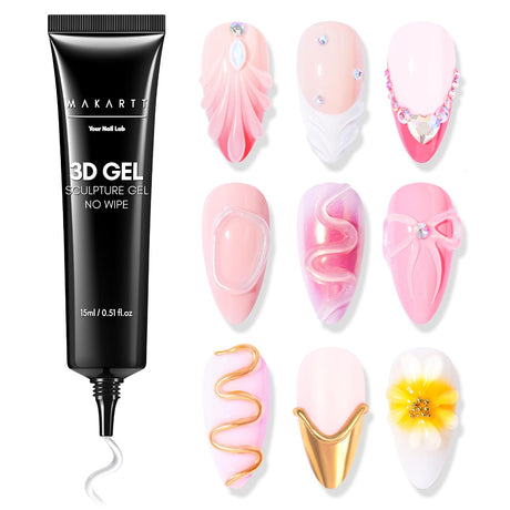 Makartt 3D Nail Gel Nail Art - Sculpting Gel Nail Glue 15g No Wipe Clear Gel Polish for Nail Designs DIY Nail Art for Drawing, Molding, Sculpture and Decoration Makartt