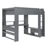 RuiSiSi Dark Gray Full Gaming Loft Bed with Desk and LED Lighting RuiSiSi