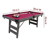 Pendleton 6-ft Portable Pool Table - Driftwood Finish with Burgundy Felt Blue Wave Sports