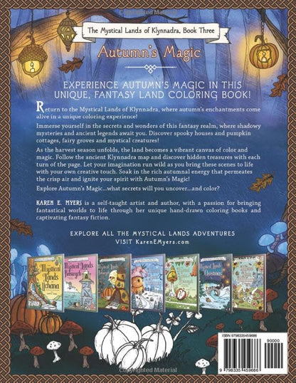 The Mystical Lands of Klynnadra, Book Three, Autumn's Magic: Adult Coloring Book Adventures, Hand Drawn, Magical Fantasy Land