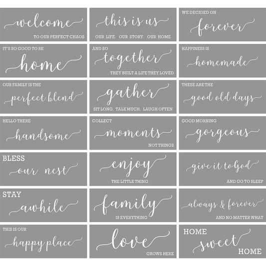 Large Farmhouse Stencils for Painting on Wood - 21 Pack Family Inspirational Words Quotes Saying Sign Stencil Templates, Welcome Home Love and More, Reusable Letter Stencils for Walls and Cra - WoodArtSupply