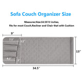 Sofa Armrest Organizer Non-Slip Arm Chair Bedside Caddy Storage Organizer for Recliner Couch with 5 Pockets for Cell Phone TV Remote Control Magazines(Grey) AUVCAS