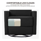 LIKIMIO Recliner Chair, 360° Swivel High-Back Faux Leather Rocking Chair with Upholstered Comfort, Single Sofa for Nursery, Living Room, Black LIKIMIO