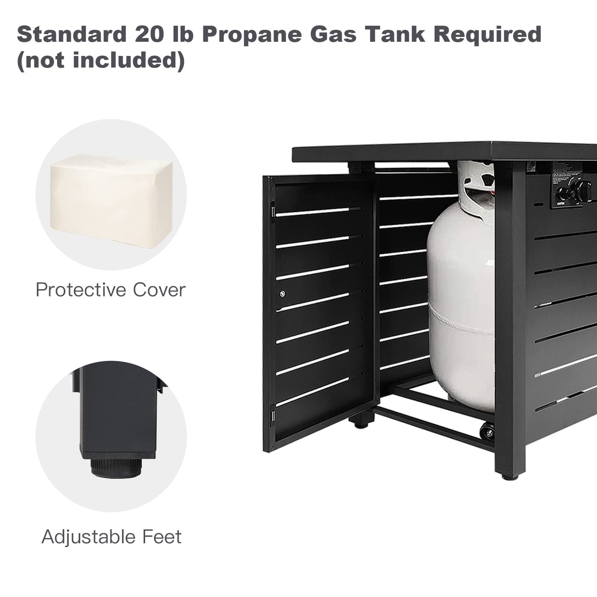 Tangkula 9 Pieces Patio Rattan Furniture Set, Patiojoy Sectional Sofa Set w/Storage Box, Coffee Table, Outdoor Wicker Conversation Set w/ 42” ETL Approved Propane Fire Pit Table (Black) Tangkula