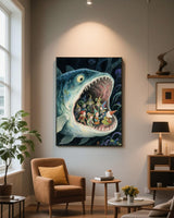 Giant Monster Fish 5D Diamond Painting Kit for Adults，Fantasy Deep Sea Shark Full Drill DIY Round Gem Art Diamond Art Kits Painting Crafts Ideal for Beginners and Home Wall Decor 12X16inch PUSHPIN PAINTING
