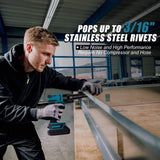 Cordless Rivet Gun,Portable 21V Lithium Battery Electric Automatic Core Pulling Rivet Gun,Professional Brushless Blind Riveter Tool Kit for Rivets 2.4/3.2/4.0/4.8 mm,with 3.0Ah Battery (2 Batteries) iMeshbean