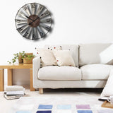 Mrocioa 24inch Windmill Distressed Metal Wall Clocks Rustic Large Decorative Clock Oversized Farmhouse Decor,Non Ticking,Battery Operated Mrocioa