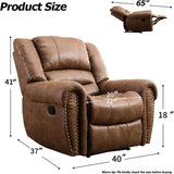 INZOY Leather Recliner Chair, Heavy Duty Manual Reclining Sofa Single Lounge Sofa for Living Room, Home Theater Seating, Light Brown INZOY