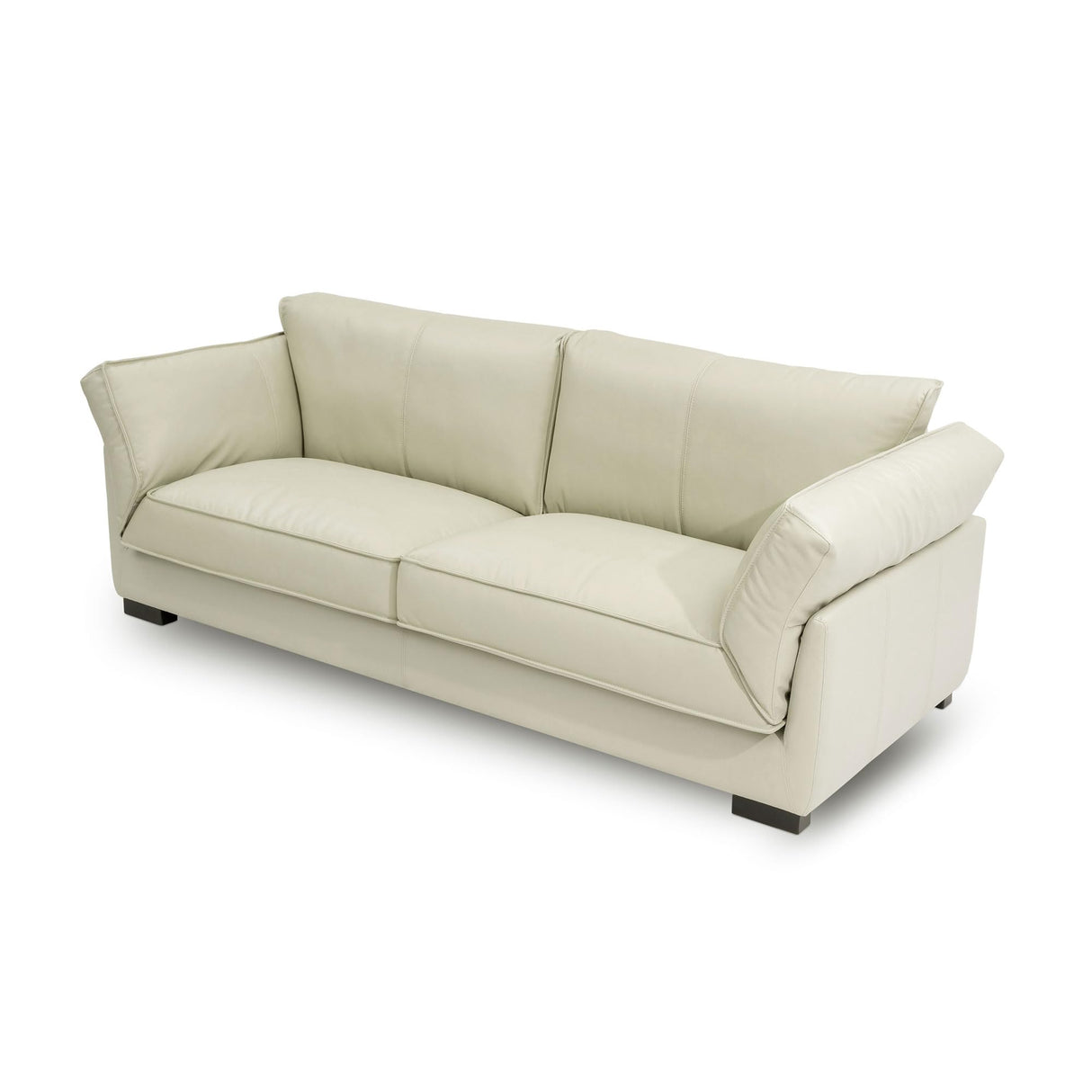 86.61-Inch Leather Sofa Couch, DREMODERN Mid-Century Modern Genuine Leather Couch with Extra Deep Seats for Living Room Apartment Office - Beige DREAMODERN