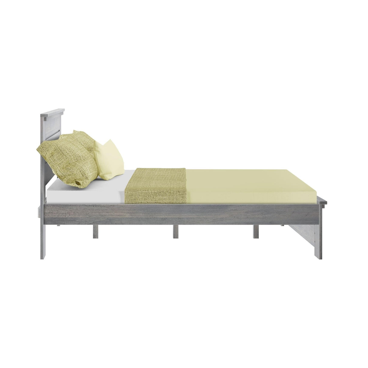 Max & Lily Modern Farmhouse Twin Bed, Bed Frame with Headboard For Kids, Panel, Driftwood Max & Lily